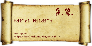 Hörl Milán névjegykártya