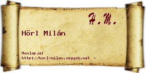 Hörl Milán névjegykártya